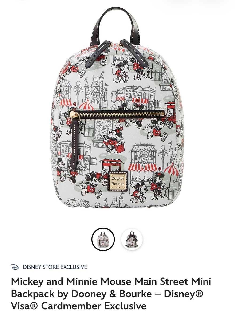 Dooney & Bourke White, Red and Black Mickey & Minnie Main Street Mini Backpack